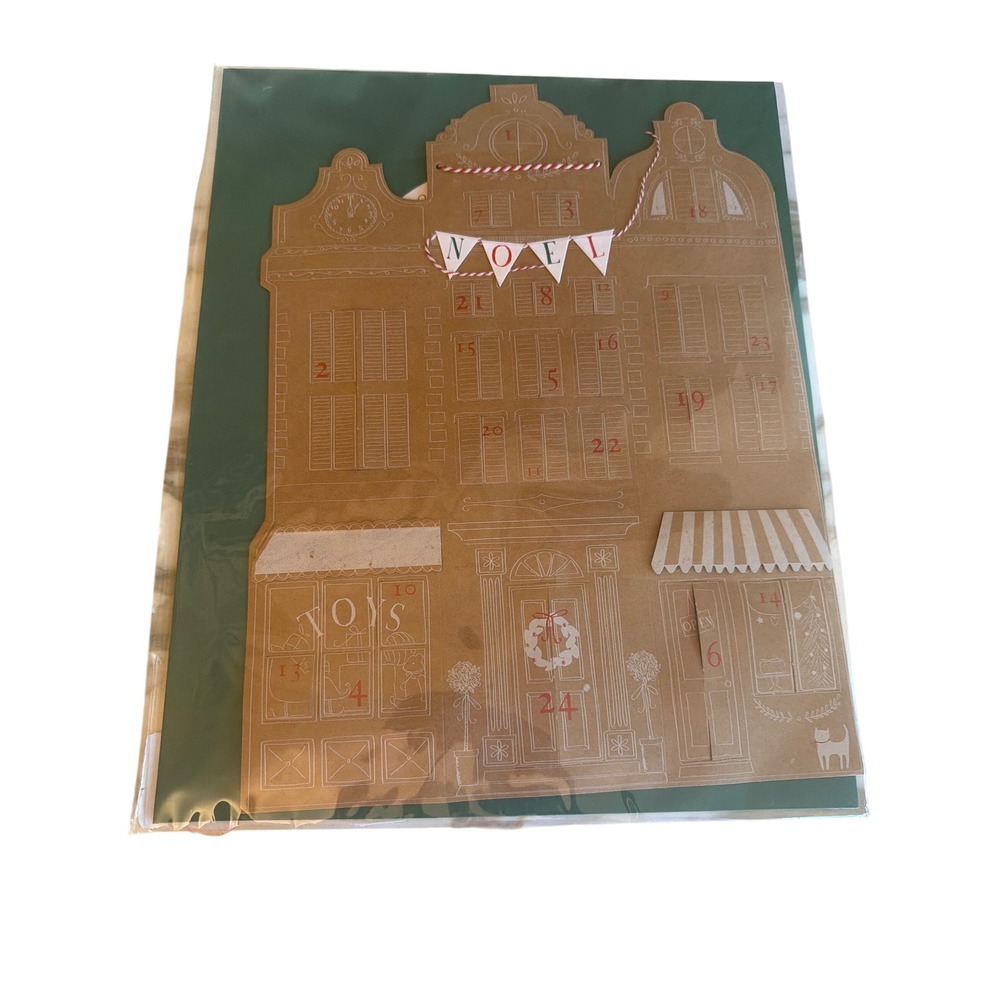 Meri Meri Advent Calendar Brown Mailable Christmas Village Noel Handmade 2013